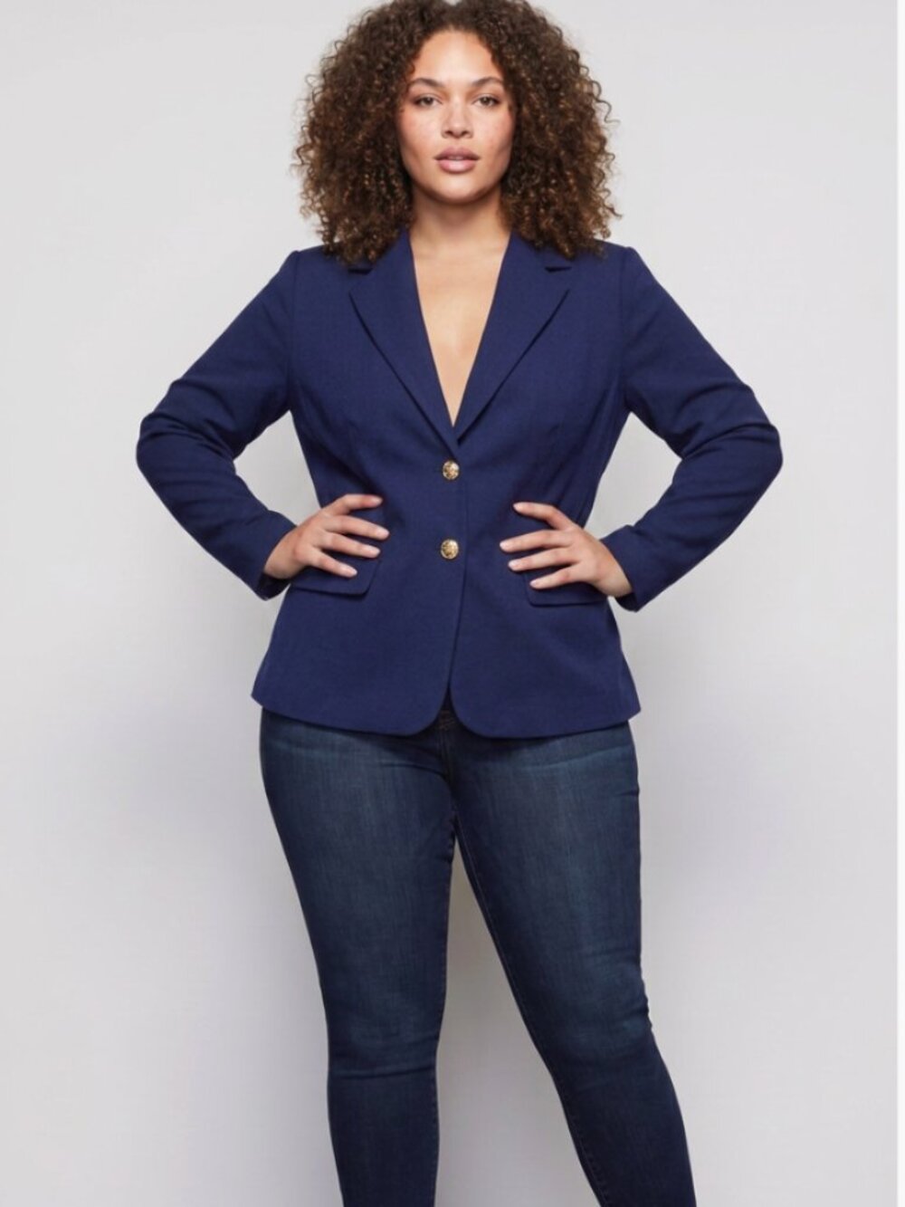 NWOT Kasper Women's Navy Blue Blazer Jacket Plus Size 16W Career Office